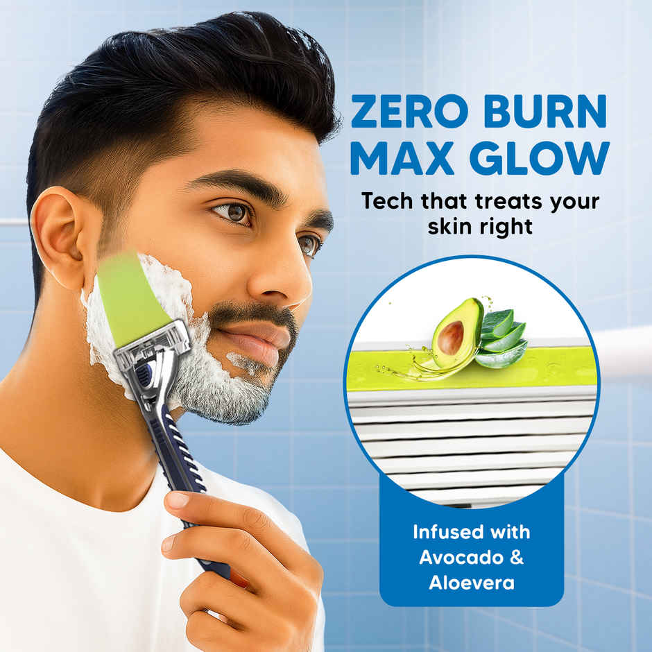 LetsShave Pro 6 Plus Shaving Blades for Men | World's First 6-blade with Precision back blade