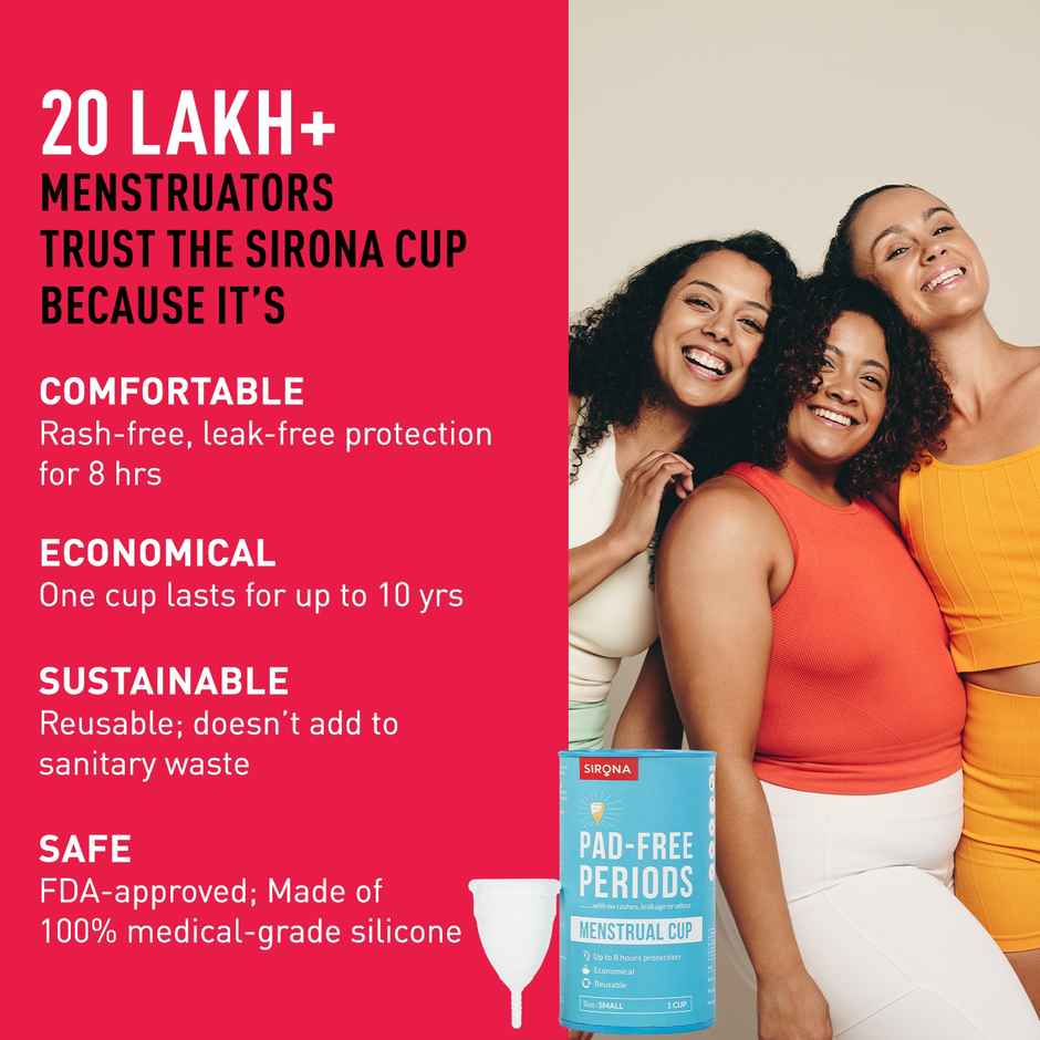 Sirona Reusable Menstrual Cup for Women With Pouch Small