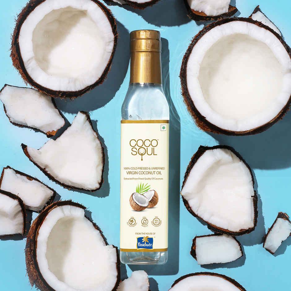 Coco Soul Cold Pressed Natural Virgin Coconut Oil, from the makers of Parachute