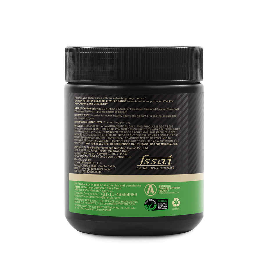 Optimum Nutrition Micronized Creatine Powder | 26 Serves Citrus Orange 3 g