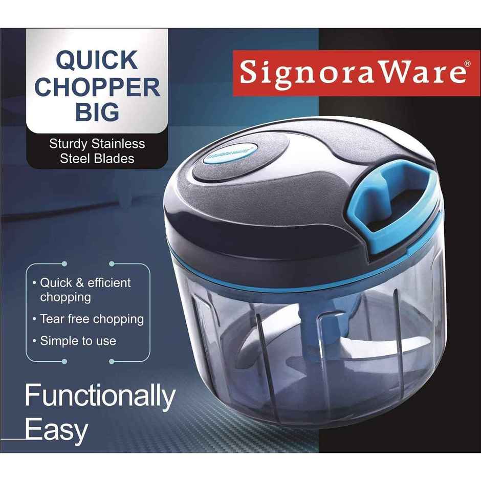 Signoraware Quick Chopper Big with 3 Steel Blades | 725 ml | Assorted