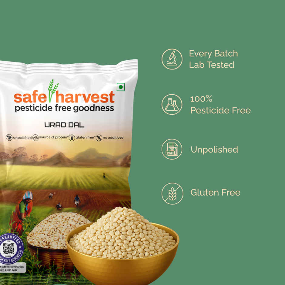 Safe Harvest Pesticide-Free Unpolished Urad Dal | Pure and Natural