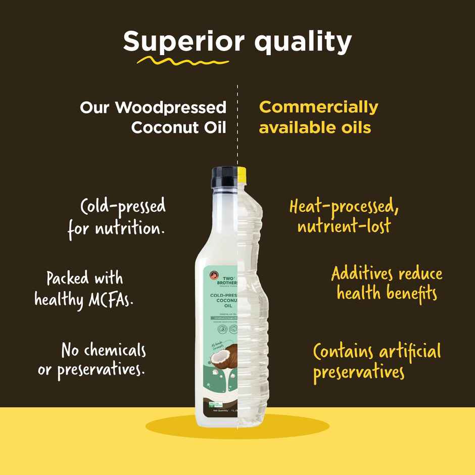 Two Brothers Coconut Wood Pressed Oil Single-filtered | Plastic bottle