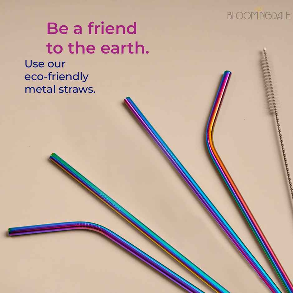 Bloomingdale Steel Straw Rainbow Pack of 5