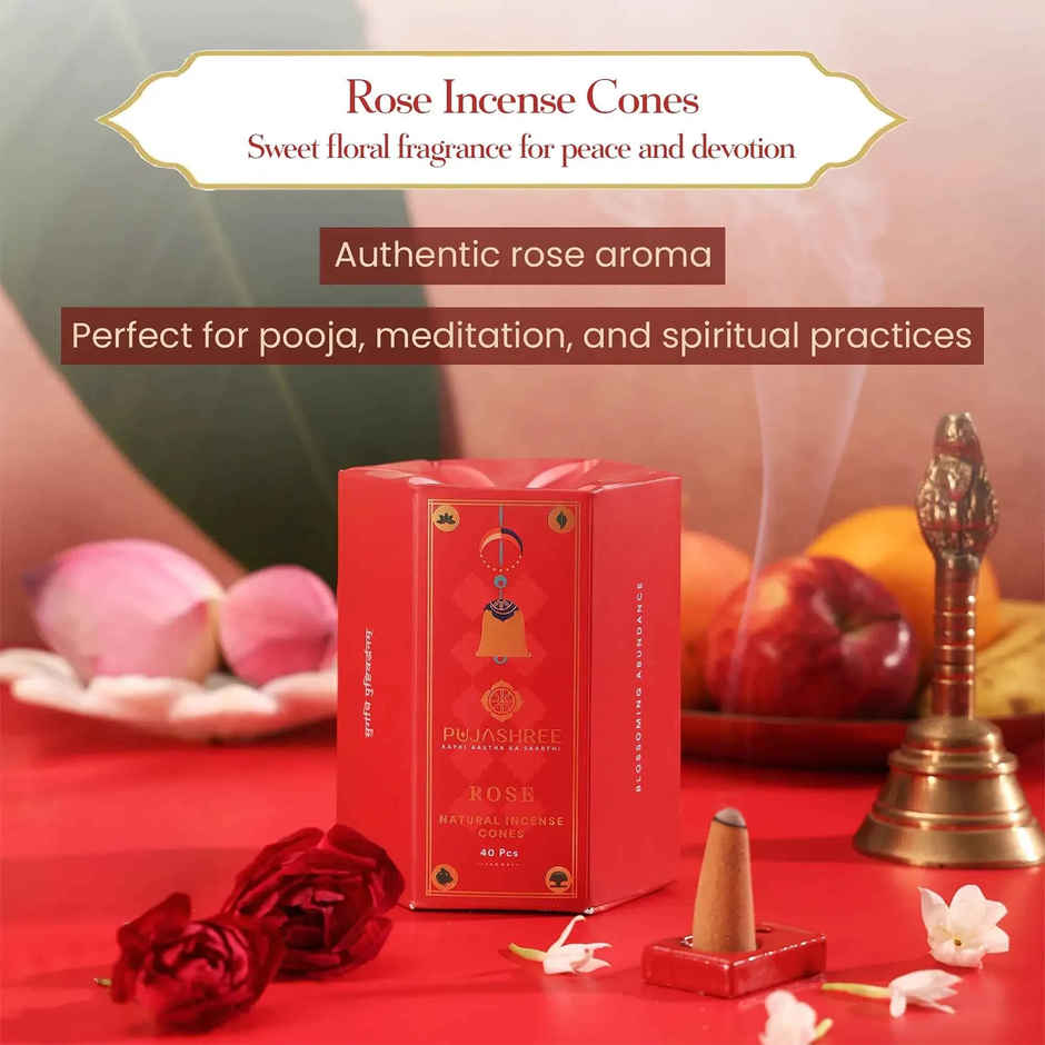 Pujashree Natural Incense Cones Rose | 2 inches