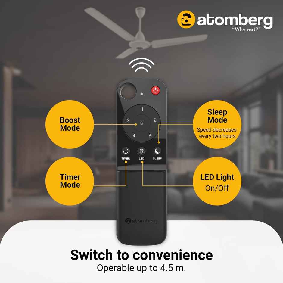 Atomberg Efficio Alpha BLDC Ceiling Fan,1200mm,Remote Control,LED Speed Indicator,Seasand Ivory