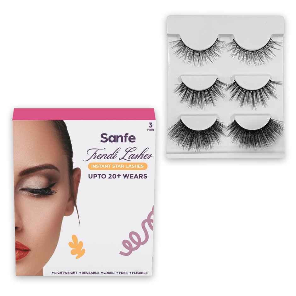 Sanfe Instant Star Lashes False Eyelash Long Lasting Natural Look With Glue 3 Pairs