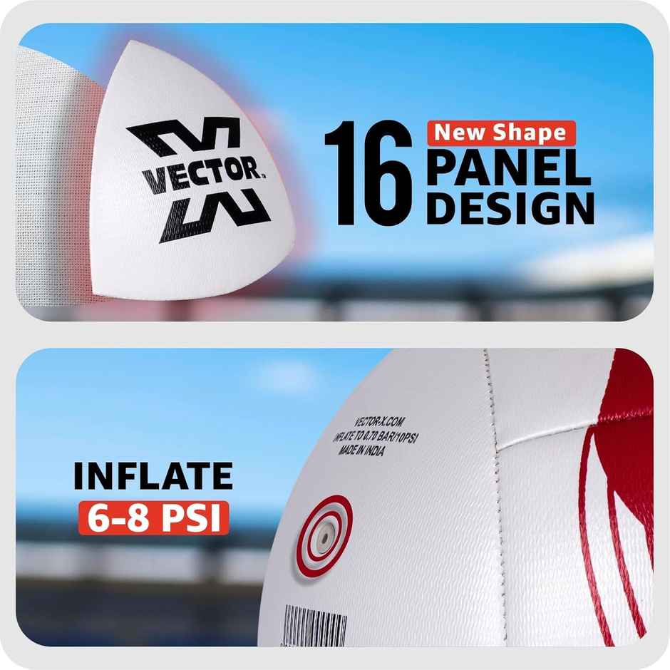 Vector X Thrifty Textured Machine Stitch Football | Size - 5 | White-Red