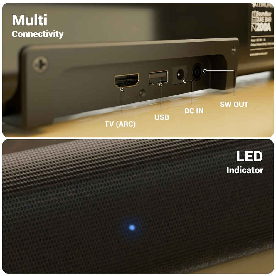 Zebronics Juke Bar 200A 90W compact soundbar with subwoofer, HDMI ARC