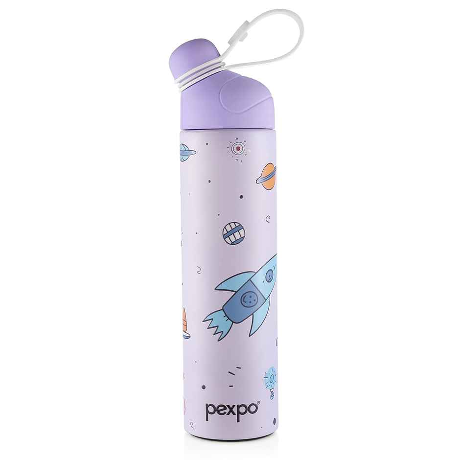 Pexpo Pico Cute Sipper | 500 ml | Hot & Cold Steel Bottle | Rocket Uv Printed Design