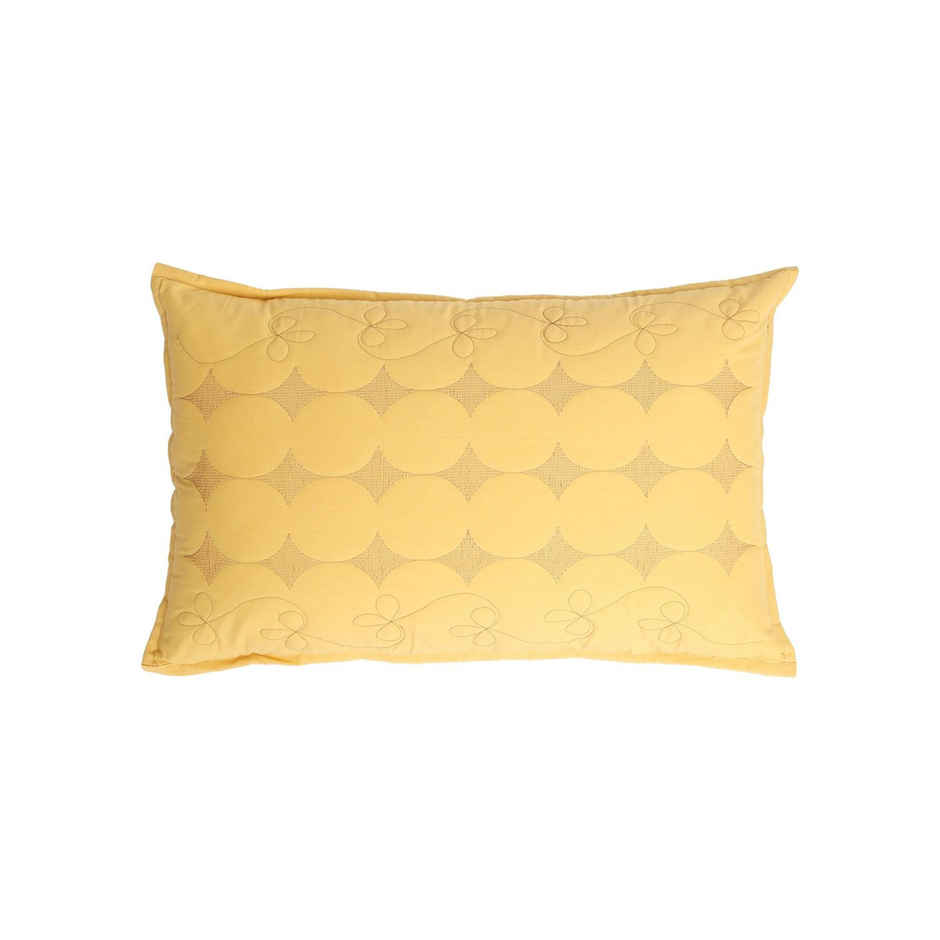 Hosta Homes Pure Cotton Yellow Embroidred Pillow Covers Pack of 2