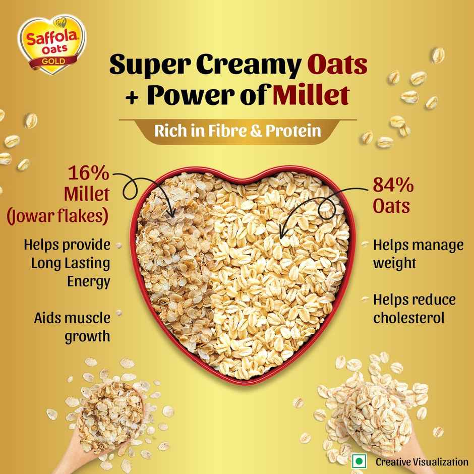 Saffola Oats Gold, Rolled Oats With Jowar Millet
