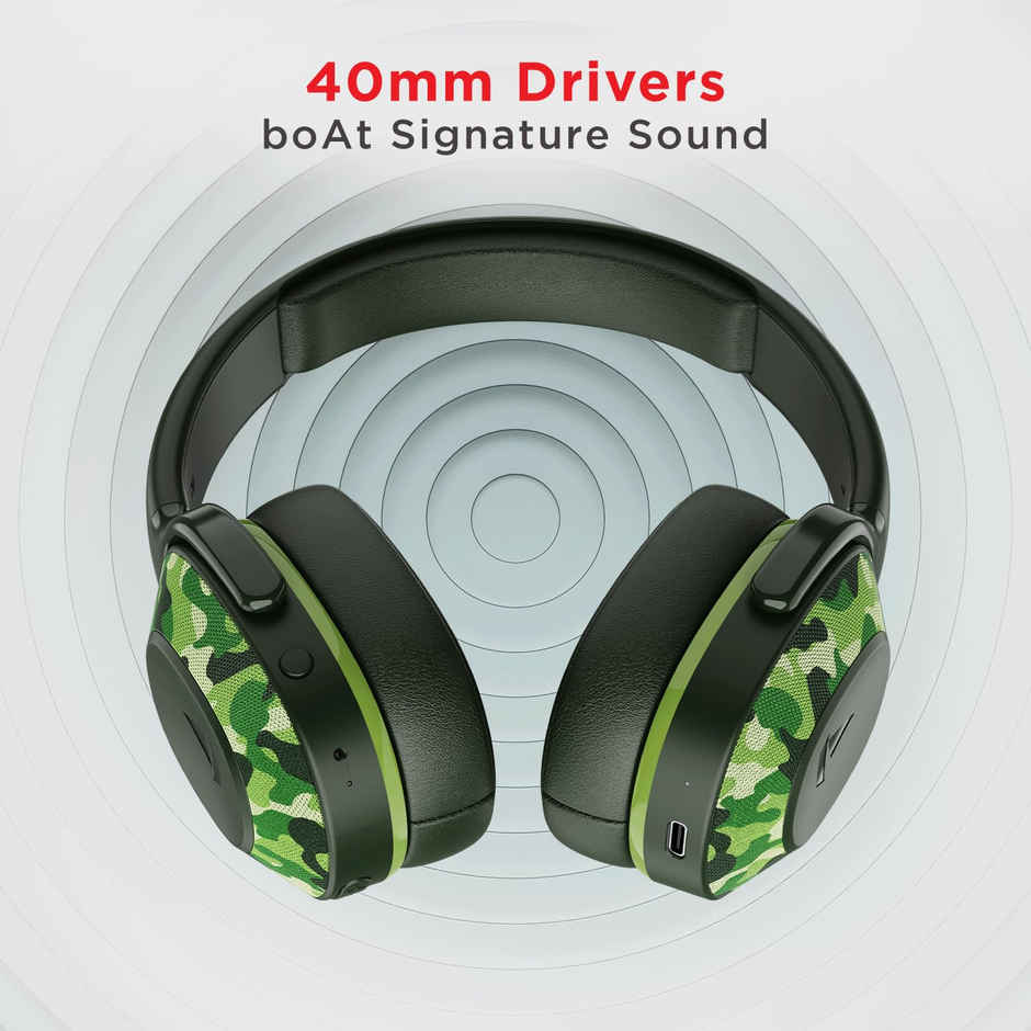 boAt Rockerz 425 Bluetooth Wireless On Ear Headphones Signature Sound, ENx Tech(Army Green)