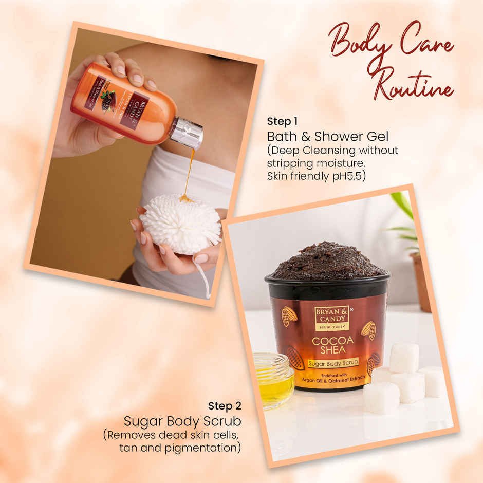 Bryan & Candy Cocoa Shea Bath Tub Kit Gift Set | Complete Home Spa Experience | Pack Of 4