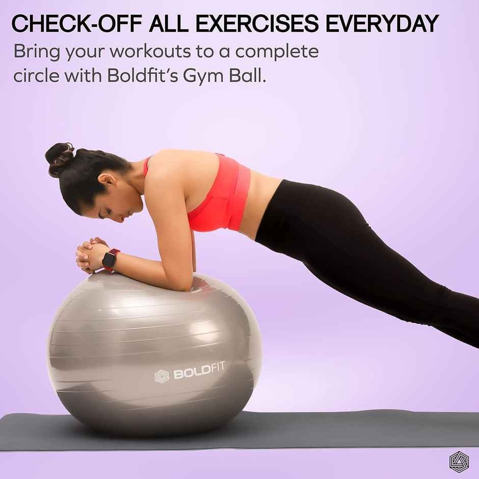 Boldfit Gym Ball For Exercise 75 cm Exercise Ball With Foot Pump-Grey