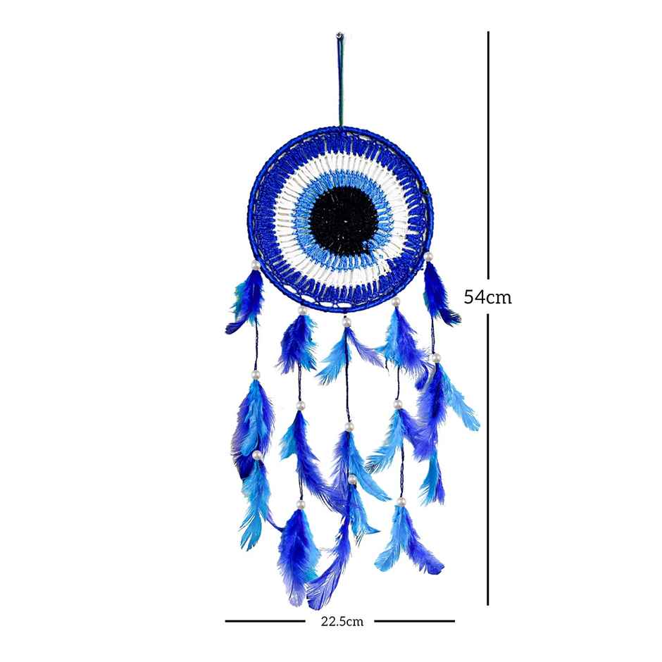 Urbanfix Evil Eye Dream Catcher for Bedroom, Car & Home Decor | Wall Hanging Wind Chime Blue