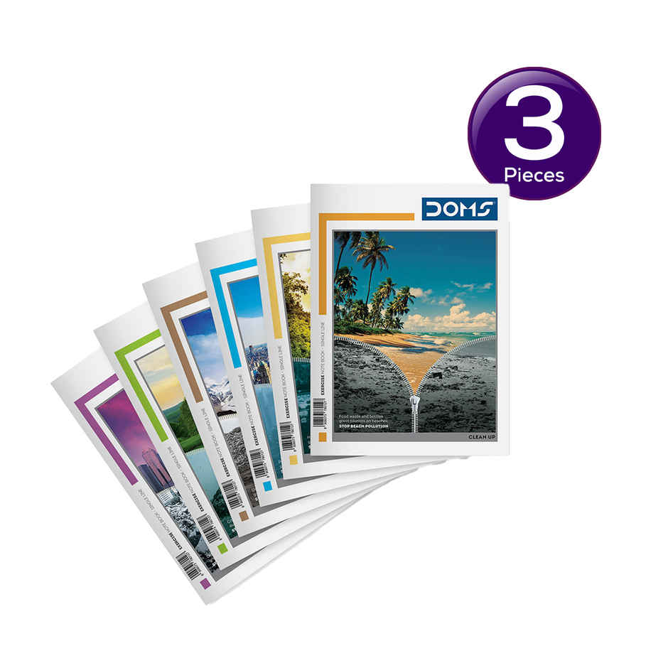 Doms Single Line A4 (Clean Up Series) Note Book-124 Pages Combo