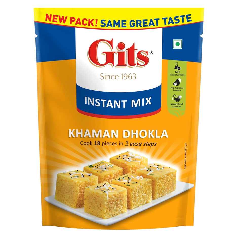 Gits Gulab Jamun Instant Dessert Mix (200g) & Gits Khaman Dhokla Instant Snack Mix (180g) Combo