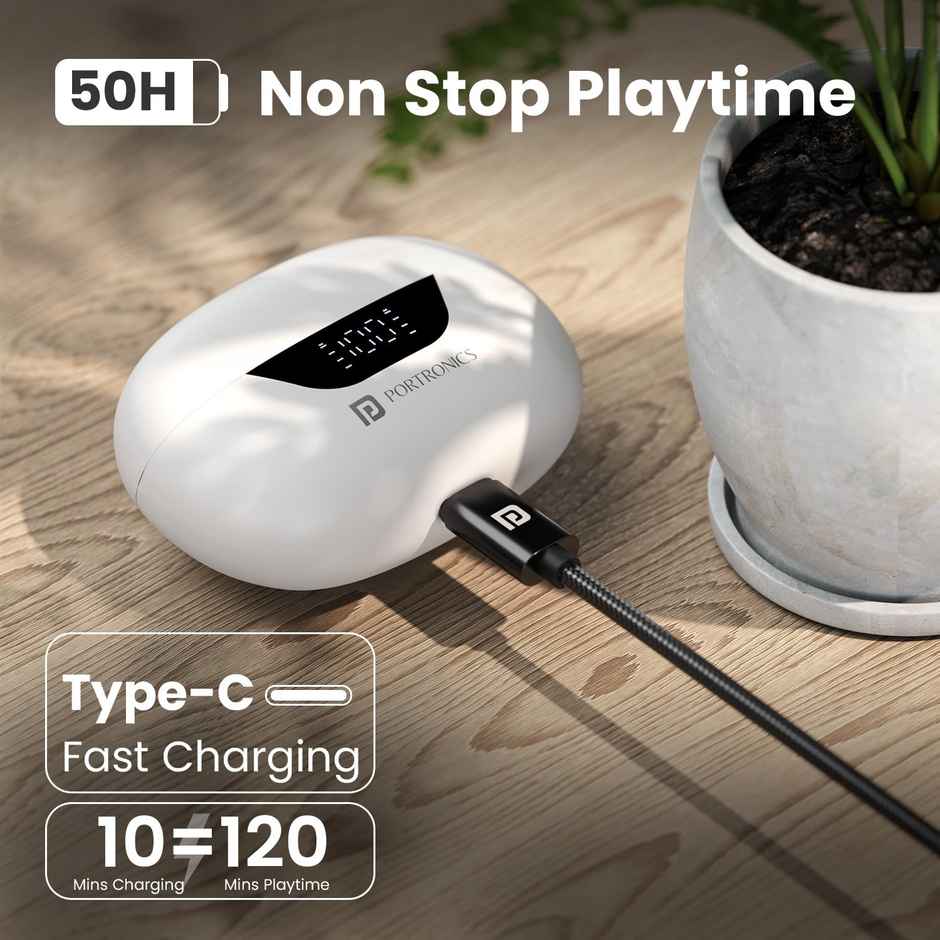 Portronics Harmonics Twins 28 (POR2242) Smart TWS Earbuds - White