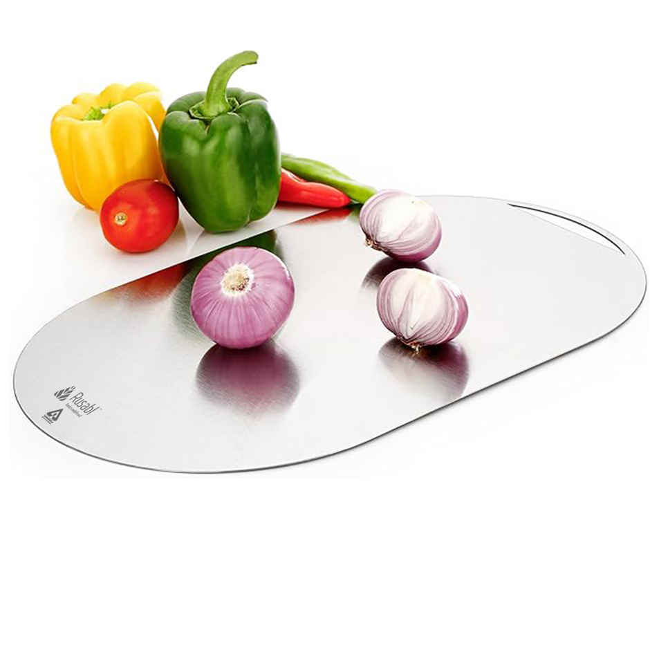 Rusabl Premium Stainless Steel Chopping Board - Food Grade, Anti-Rust, BIS Certified | 40 x 25 cm