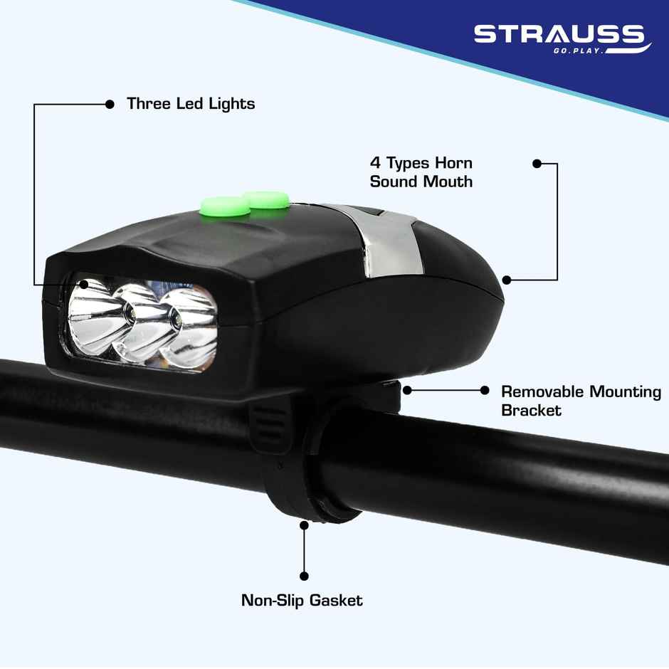 Strauss Bicycle Led Headlight With Horn | Black