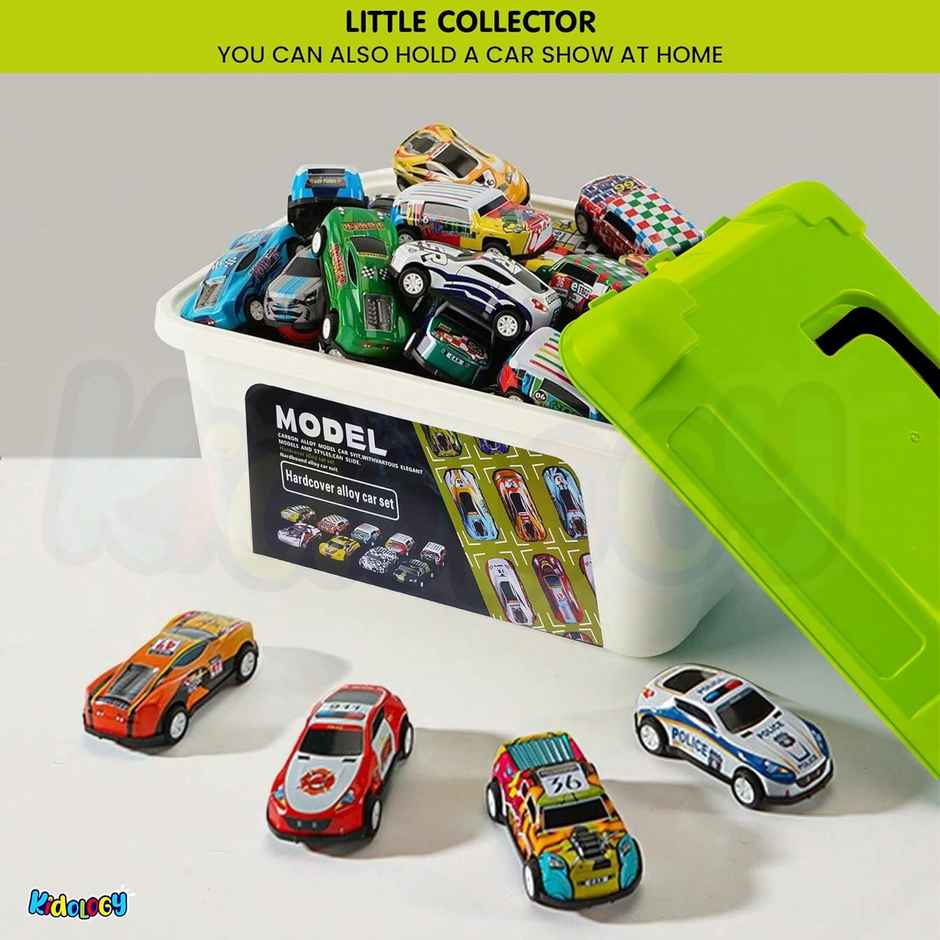 Kidology 50PCS Die-Cast Cars with Storage Box Pull Back Cars for Kids