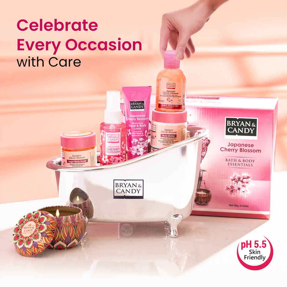 Bryan & Candy Japanese Cherry Blossom Bath Tub Essentials Gift Set