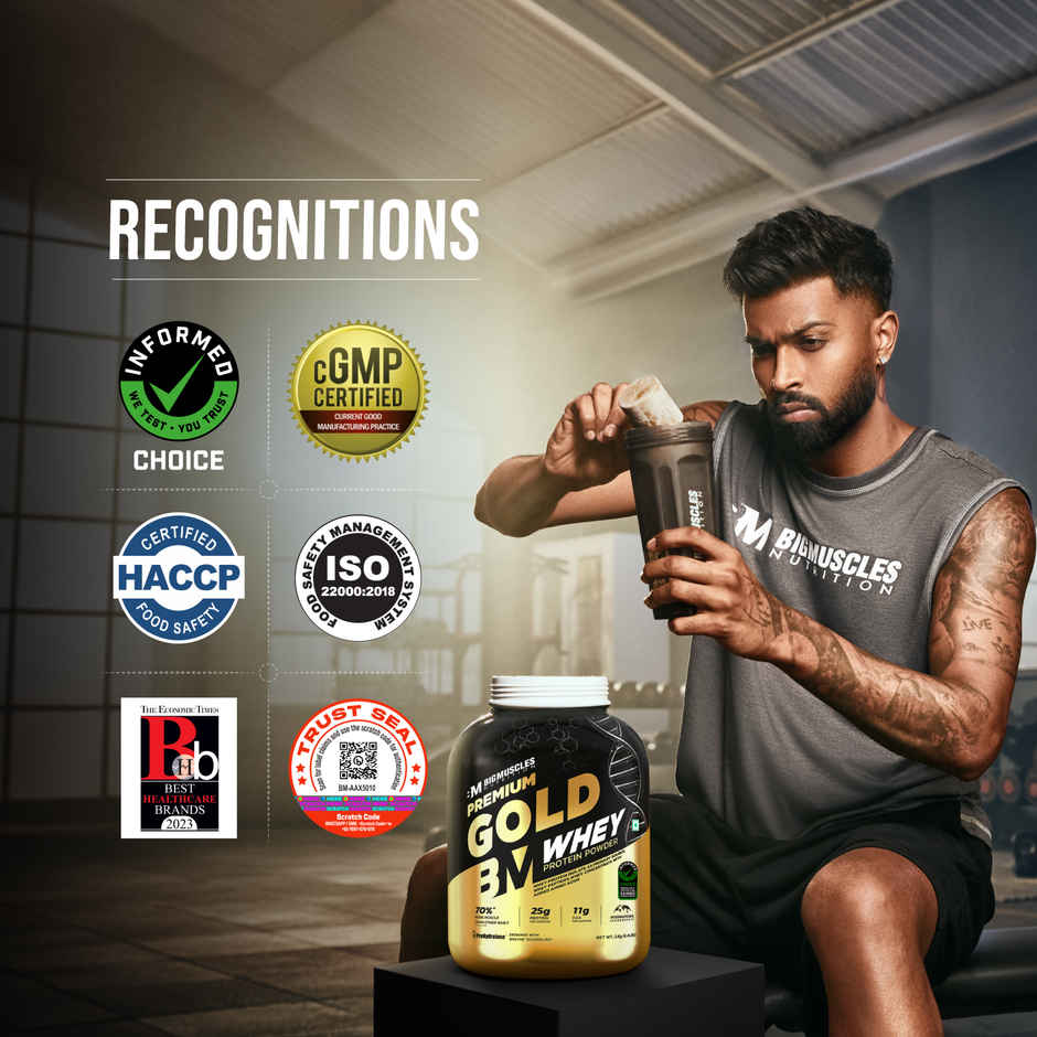 Big Muscles Nutrition Premium Gold Whey | Informed Choice Uk Certified | Isolate Whey Protein Blend