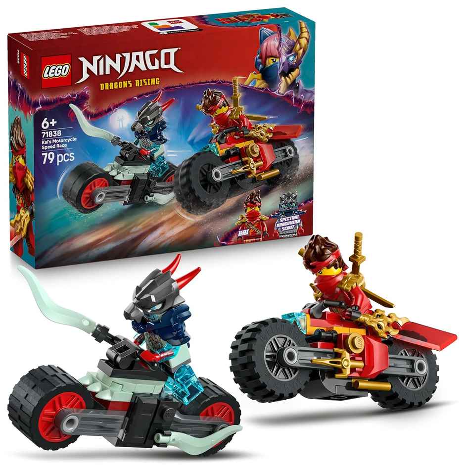 Lego Ninjago Kai's Motorcycle Speed Race Playset With 2 Ninja Bike Toys - 71838