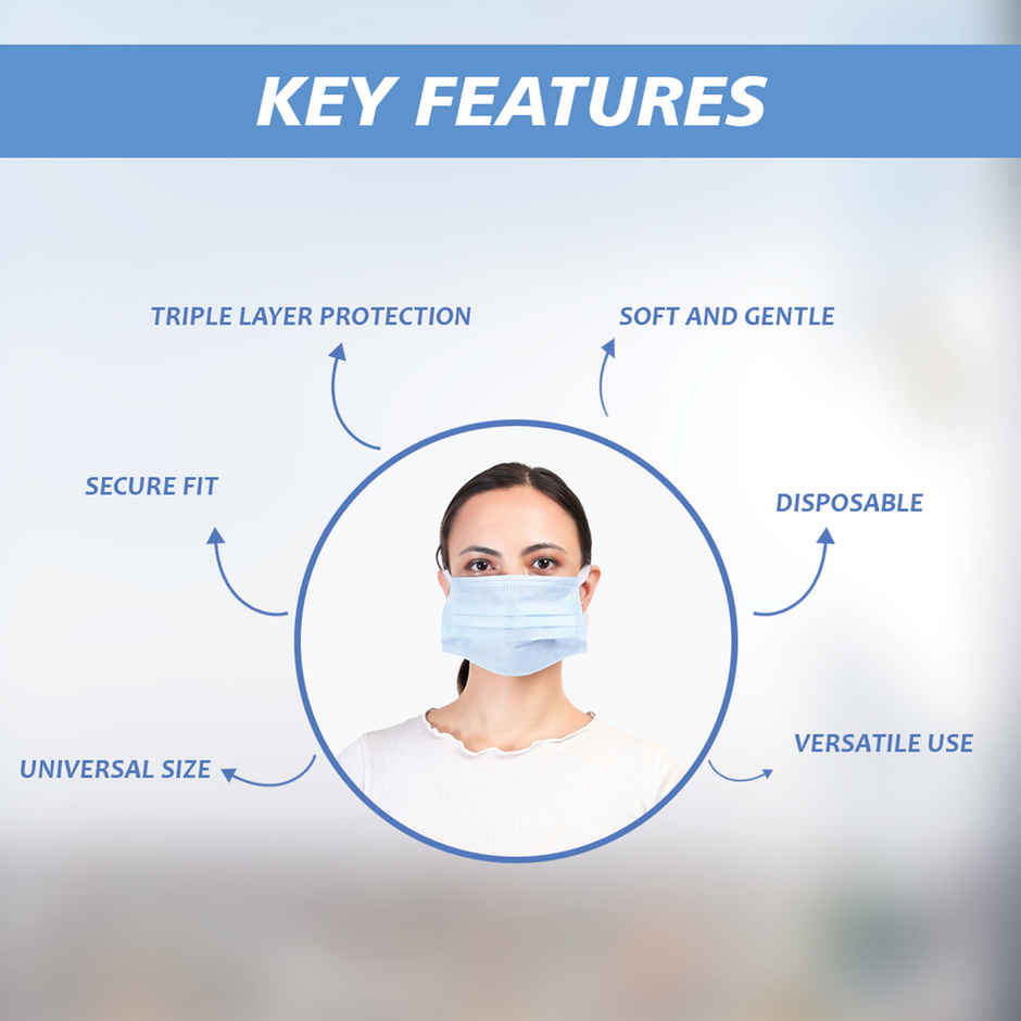 Stergic Softloop 3 Ply Disposable Face Mask Soft And Breathable Non-Woven Fabric With Earloop