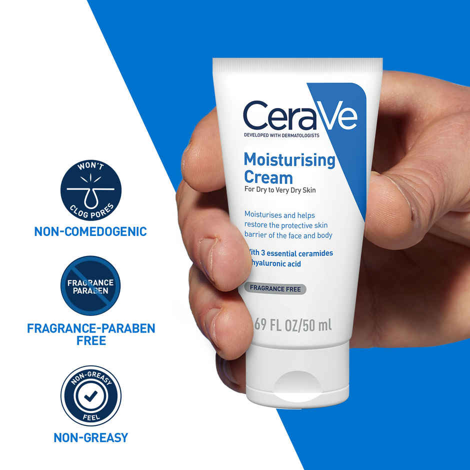 CeraVe Moisturizer Cream For Dry Skin Barrier Repair With Ceramides & Hyaluronic Acid
