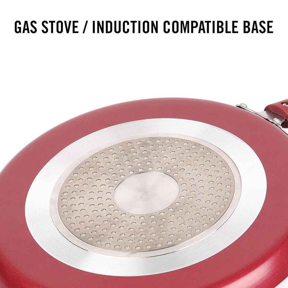 Cello Crown Non Stick Coating Induction Base Aluminium Dosa Tawa| 28 cm| Red