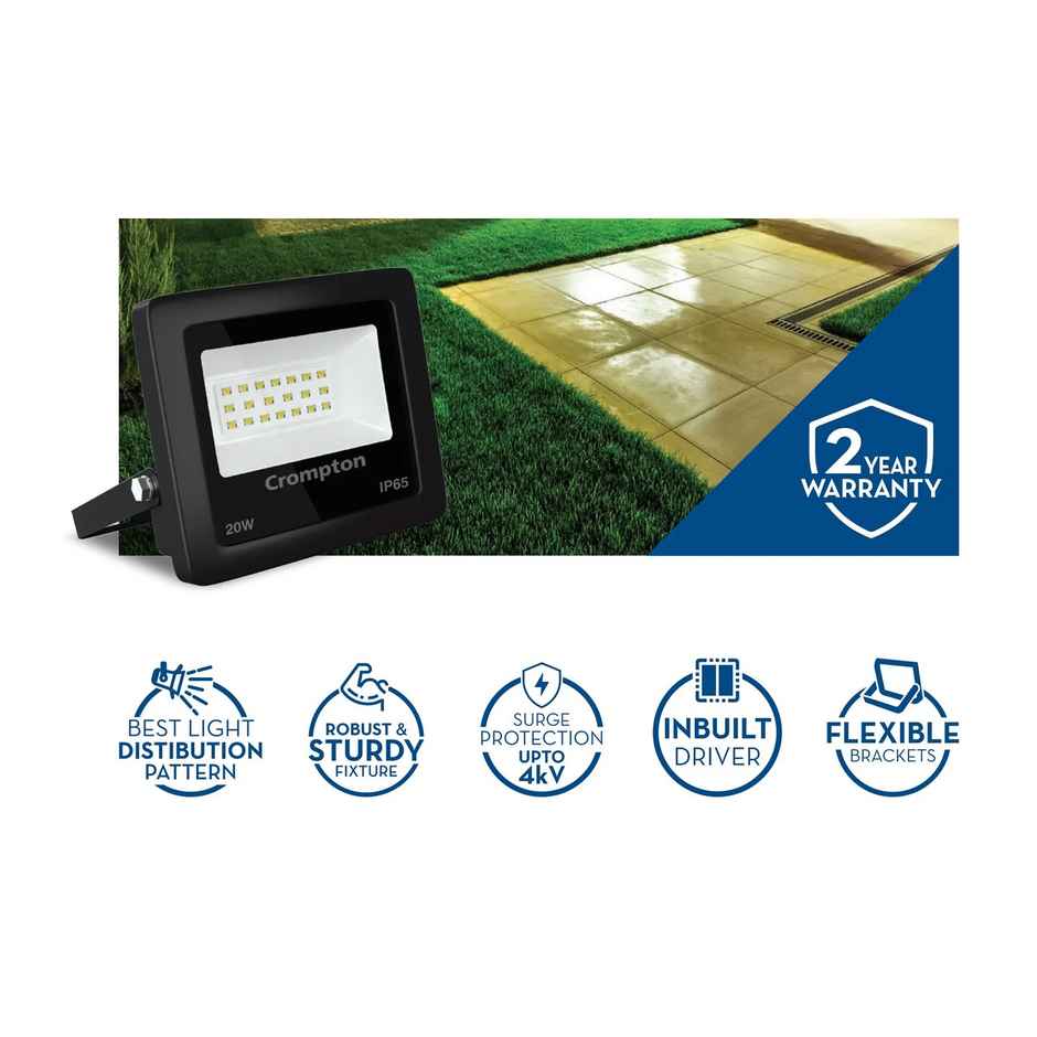 Crompton Gleam 30 Watt Outdoor Waterproof Led Flood Light(Cool Day Light 6500K)