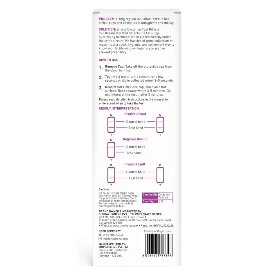 Sirona Midstream LH Urine Ovulation Test Kit