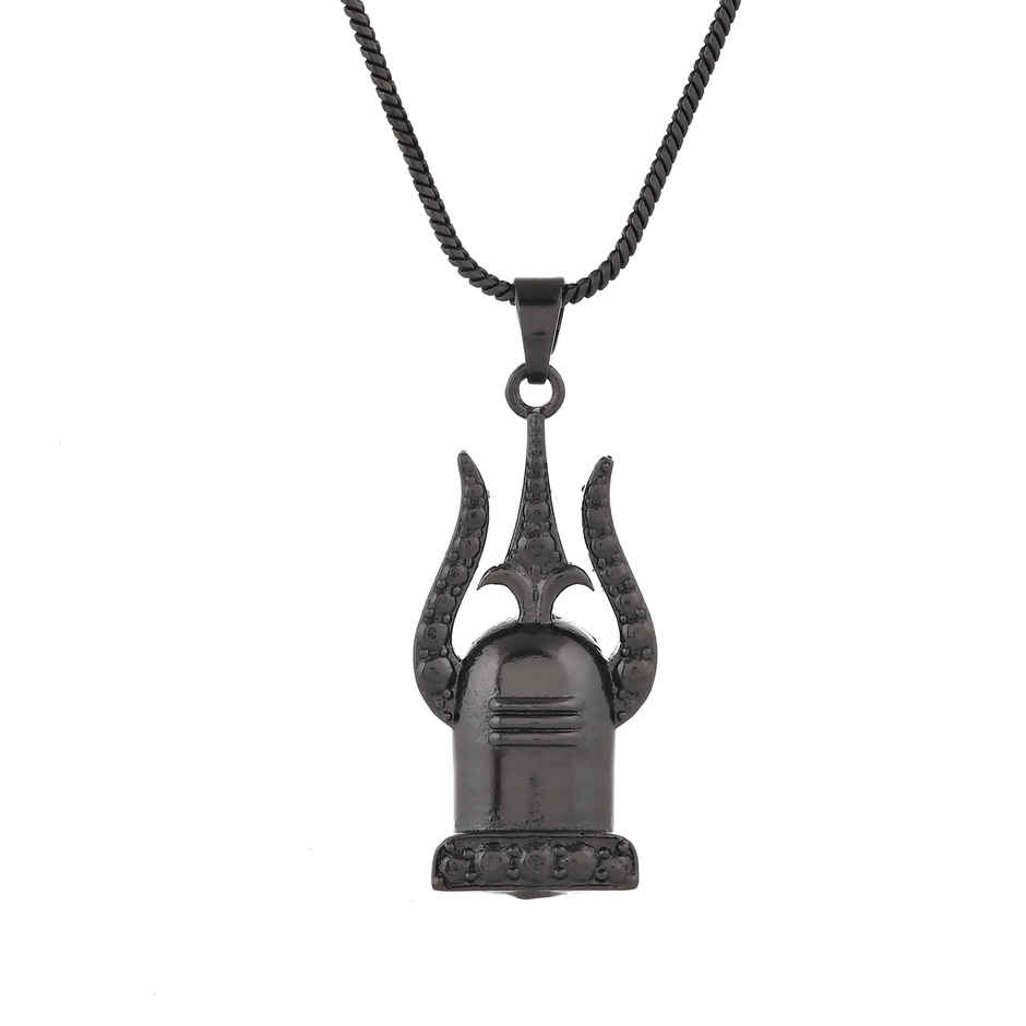 Voylla | Eclipse Divine Trishul Shivling Black Mens Pendant