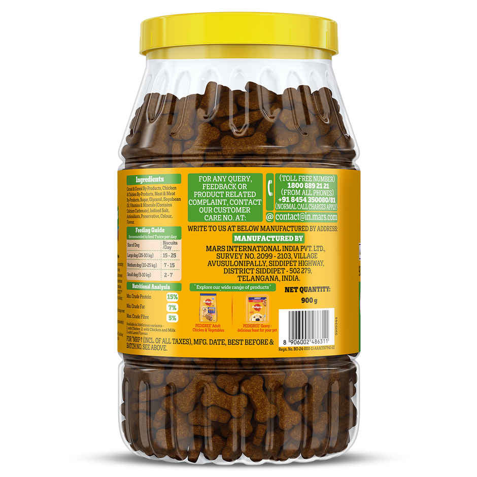 Pedigree Biscrok Dog Biscuits | Above 4 Months | Chicken Flavour | Jar