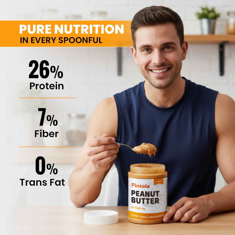 Pintola Classic Peanut Butter Crunchy - Original American Recipe With High Protein Fiber