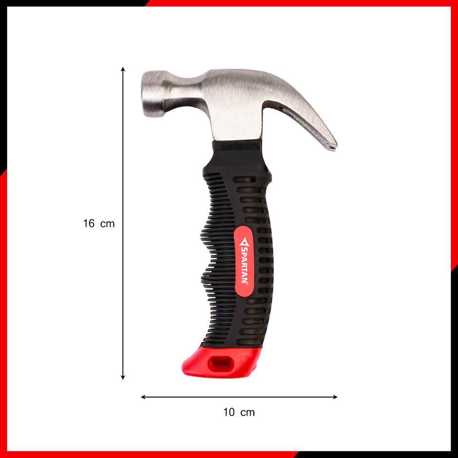 Spartan Mini Claw Hammer | Carbon Steel Head | Stubby Grip Handle | DIY Emergency Use