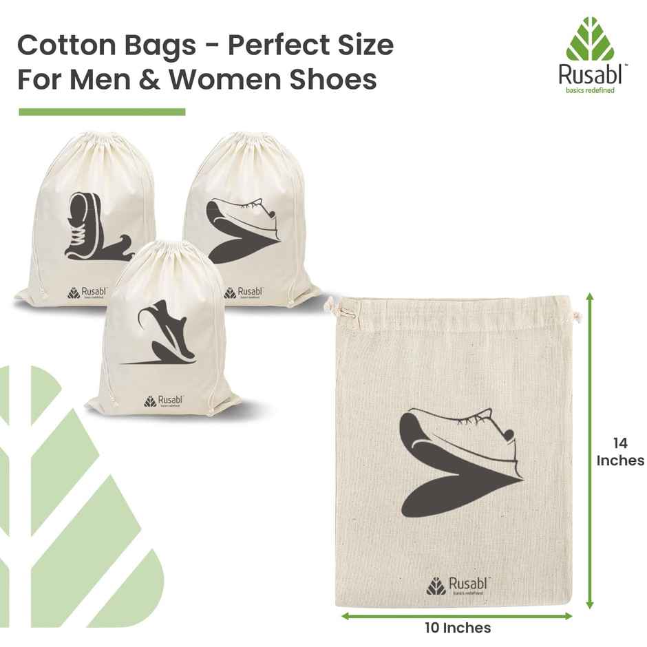 Rusabl Cotton Shoe Bag - White