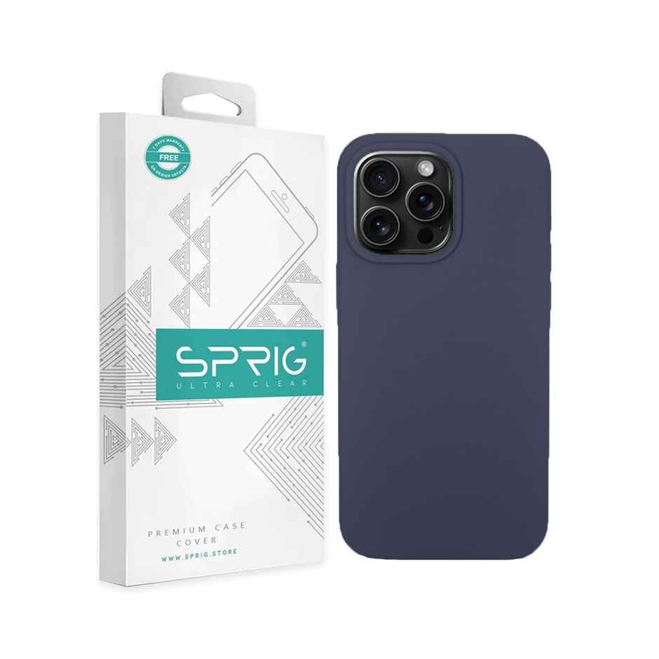 Sprig Designer Back Cover for Apple Iphone 15 Pro Liquid Silicone Shock Proof | Midnight Blue | MagSafe Compatible