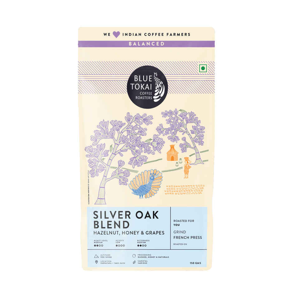 Blue Tokai Silver Oak French Press Medium Roast Ground Coffee Combo