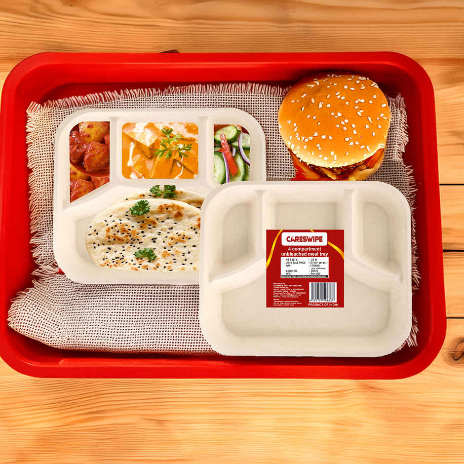 Disposable Plate | Meal Tray | 4 Compartment | Careswipe