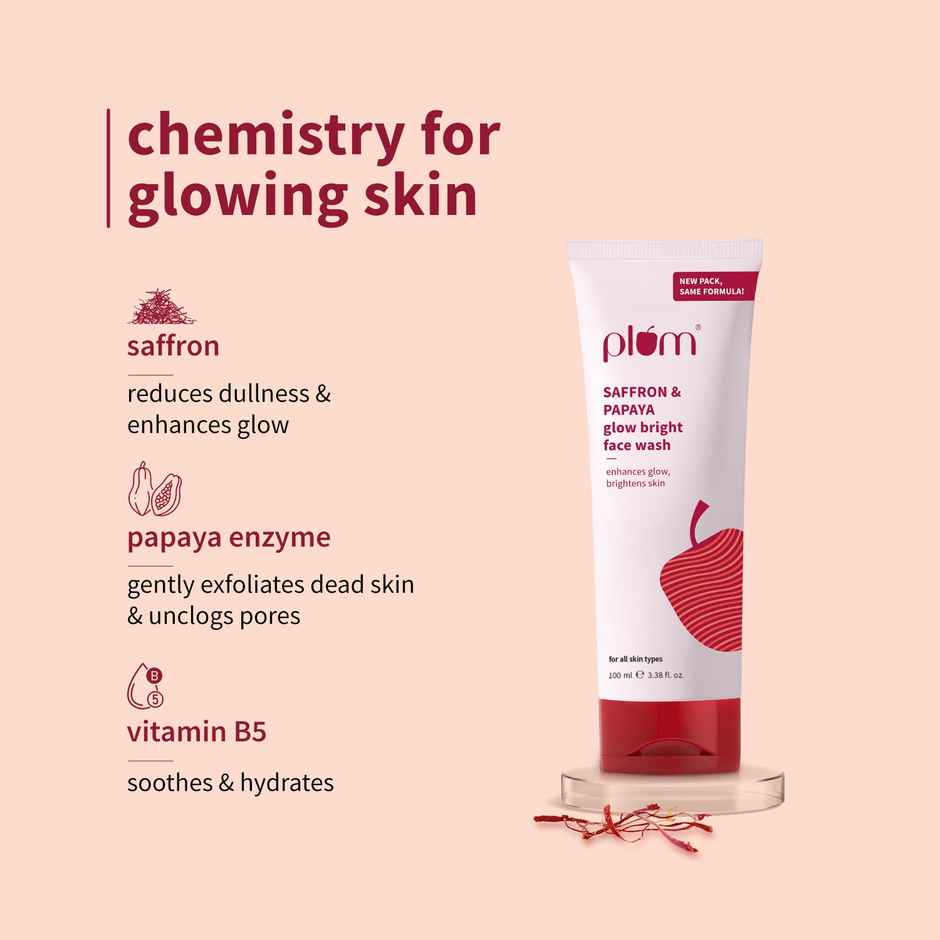 Plum Saffron & Papaya Glow Bright Face Wash 100% Vegan