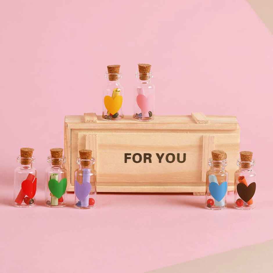 Message Bottles Set in Wooden Gift Box | Perpetual Mart