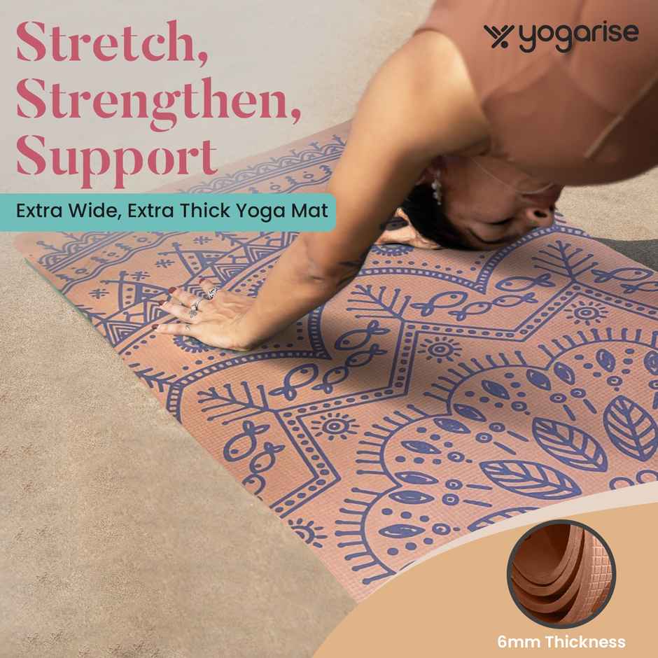 Yogarise 6mm Mandala TPE Yogamat with Bag, Orange
