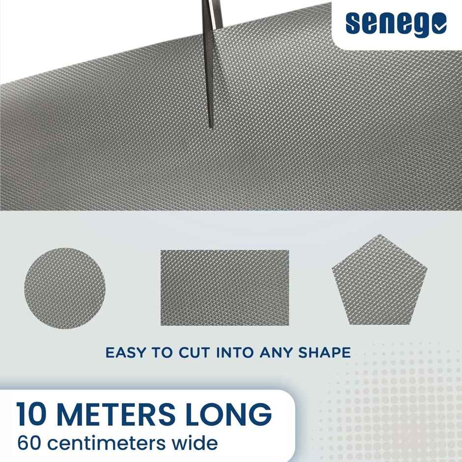 Senego Anti Slip Mat 10m, Shelf Liner Mat for Kitchen/Cupboard/Drawers/Bathroom (60 cm x 10 m) Grey