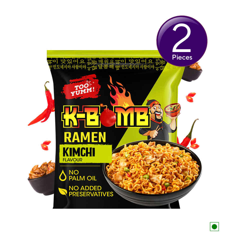 Too Yumm! K-Bomb Ramen Kimchi | Ready To Cook Instant Noodles | Korean VEG | No Palm Oil Combo