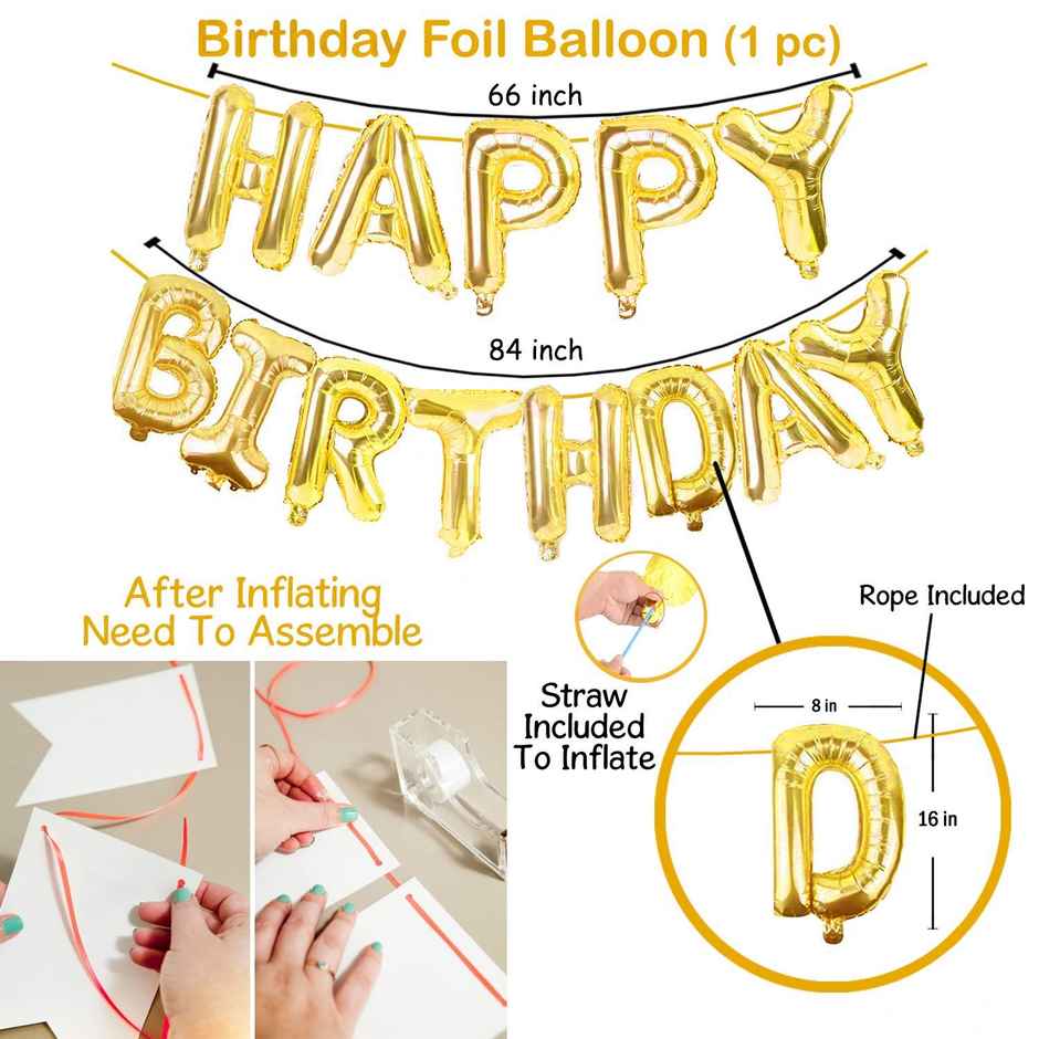 Party Propz Happy Birthday Golden Foil Balloons Set