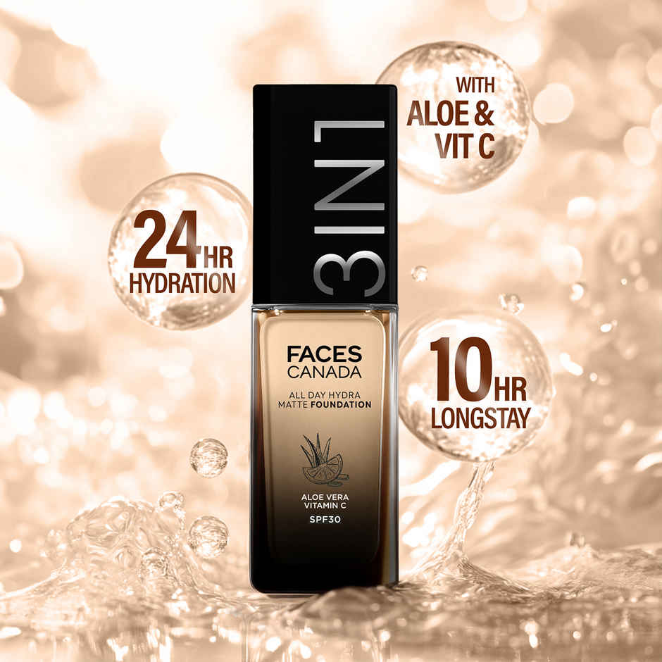 FACES CANADA 3in1 All Day Hydra Matte Foundation + Moisturizer + SPF 30 | Golden Beige 032