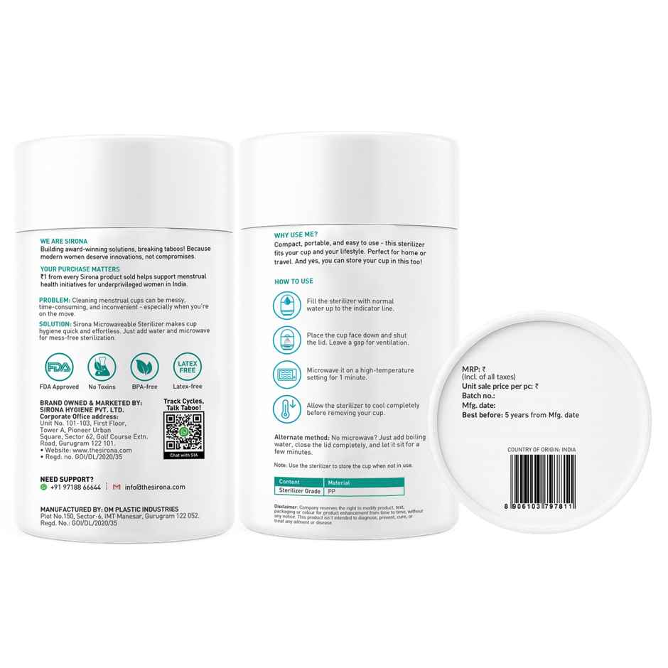 Sirona Portable Menstrual Cup Sterilizer
